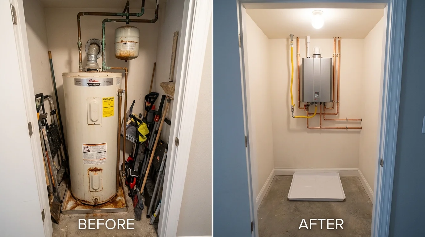 Tank water heater versus wall-mounted tankless unit comparison for Pinehurst, ID homeowners